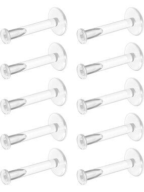 Clear Plastic Earrings for Sports & Work - Labret Studs for Cartilage, Helix